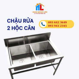 Chậu rửa inox 2 hố cân